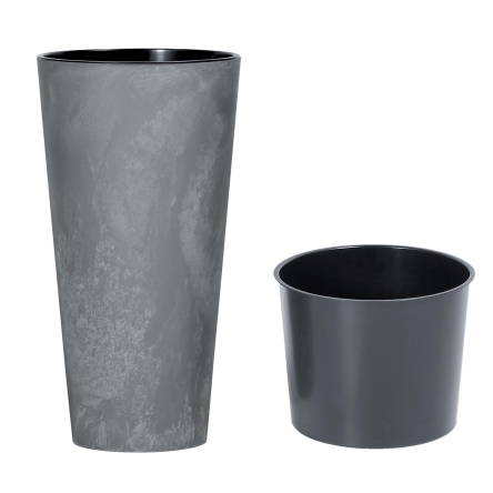 Горшок для цветов Prosperplast TUBUS SLIM EFFECT 30х30х60см круглый с вкладышем маренго мраморный (66558-425) - 1