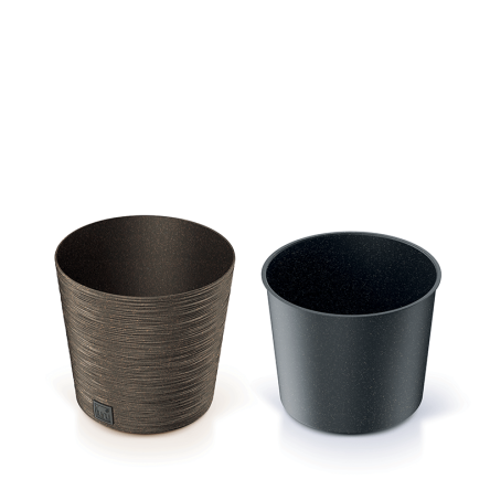 Горшок для цветов Prosperplast FURU ECO WOOD 30х29.4см круглый низкий с вкладышем кофейный (57499-4625) - 2