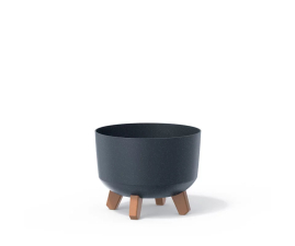 Горщик для квітів Prosperplast GRACIA ECO WOOD 23.5х23.5х18.7см круглий на ніжках антрацит (87390-433)