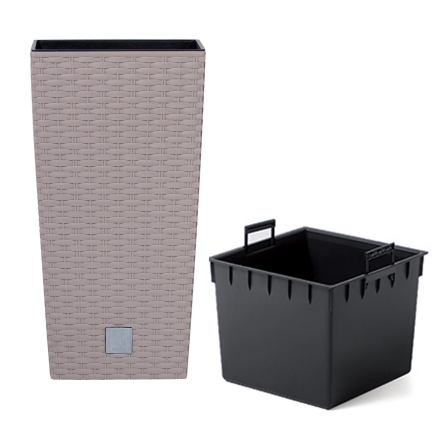 Горшок для цветов Prosperplast RATO квадратный высокий с вставкой 29х29х55см мокко (79580-7529) - 1