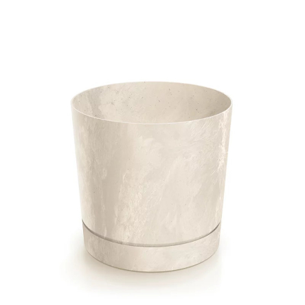 Горщик для квітів Prosperplast TUBO P BETON EFFECT 29.2х29.2х25.7см круглий із підставкою кремовий (72331-700) - 1