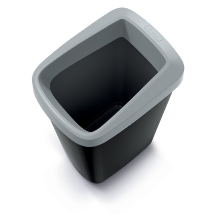 Смітник Prosperplast Compacta прямокутний 45л чорний з відкритою сірою кришкою (60710-429) - 2