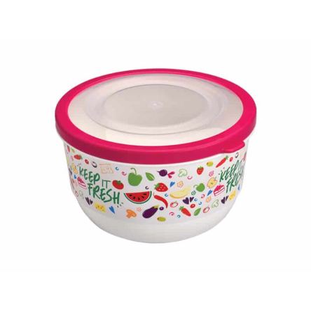 Емкость Uscan Plastic TRENDY круглая 2.6л белая с рисунком (UCS-41301) - 1 Емкость Uscan Plastic TRENDY круглая 2.6л белая с рисунком (UCS-41301) - 1