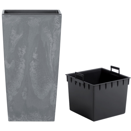 Горщик для квітів Prosperplast URBI SQUARE EFFECT квадратний 12.6х12.6х20см маренго мармуровий (66251-425) - 1