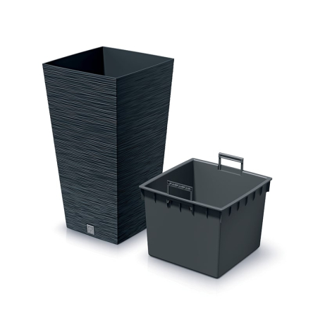 Горщик для квітів Prosperplast FURU 29.5х29.5х55см квадратний високий із вкладишем антрацит (57741-433) - 2 Горщик для квітів Prosperplast FURU 29.5х29.5х55см квадратний високий із вкладишем антрацит (57741-433) - 2