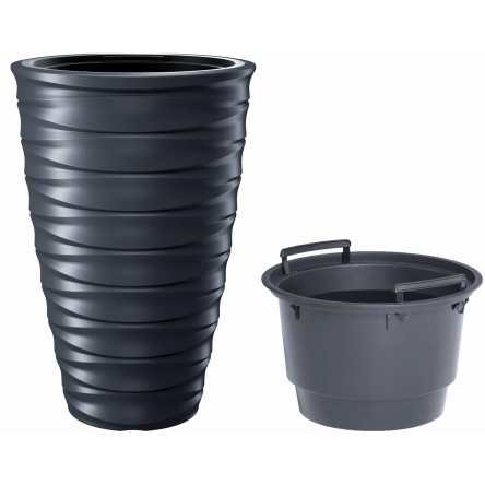 Горщик для квітів Prosperplast FREZE 38х38х58см вкладишем антрацит (63660-433) - 1 Горщик для квітів Prosperplast FREZE 38х38х58см вкладишем антрацит (63660-433) - 1