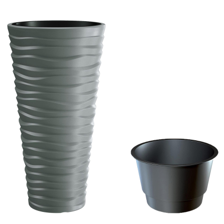 Горшок для цветов Prosperplast SAND высокий с вкладышем 40х40х75см серый (79621-405) - 1