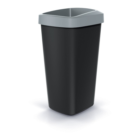 Смітник Prosperplast Compacta прямокутний 45л чорний з відкритою сірою кришкою (60710-429) - 1