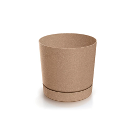 Горщик для квітів Prosperplast TUBO P ECO WOOD 19.8х19.8х19.6см круглий із підставкою бежевий (68754-4665)