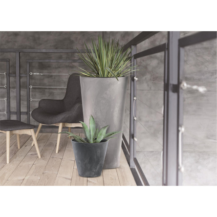 Горшок для цветов Prosperplast TUBUS SLIM EFFECT 30х30х60см круглый с вкладышем маренго мраморный (66558-425) - 2