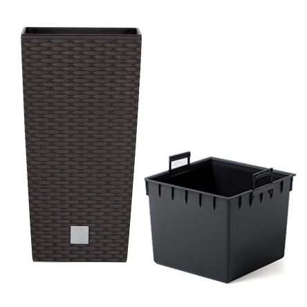 Горщик для квітів Prosperplast RATO квадратний високий із вставкою 20х38см коричневий (78962-440) - 1