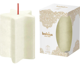 Свеча столбик звезда 10х70см крем (BOL-140105)