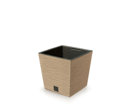 Горщик для квітів Prosperplast FURU ECO WOOD 29.5х29.5х29см квадратний низький із вкладишем бежевий (59752-4665)