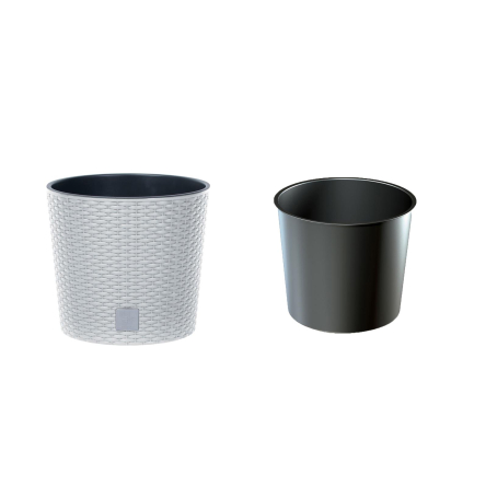 Горшок для цветов Prosperplast RATO круглый низкий с вставкой 25х22см белый (71999-449) - 1