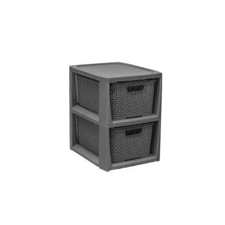 Комод BRANQ RATTAN міні 29.5x24х32.8см антрацит на 2 ящики (BRQ - 1727) - 1