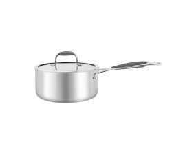 Ковш с крышкой BRAVIRA из нержавеющей стали, размер - 16х7.5см индукционное дно, стеклянная крышка с силиконовым уплотнителем (BR8105-16)