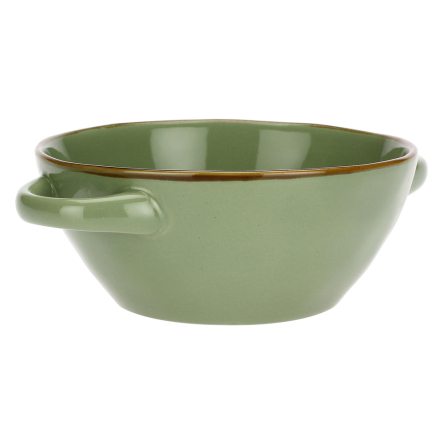 Миска для супа з ручками Rose&amp;Tulipani Milano CONCERTO VERDE OLIVA, керамограніт, олива, 600 мл - 2