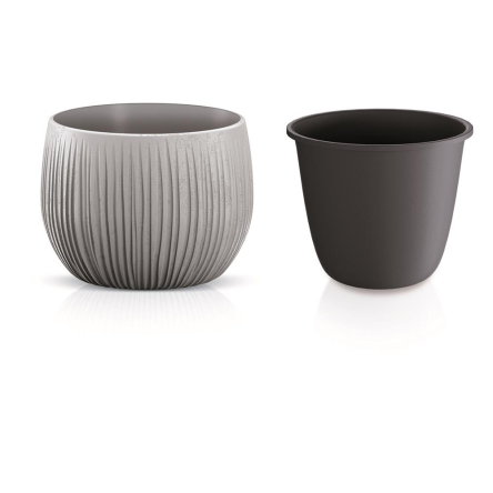 Горщик для квітів Prosperplast BETON BOWL із вкладишем 15х10см бетон (65926-422) - 2 Горщик для квітів Prosperplast BETON BOWL із вкладишем 15х10см бетон (65926-422) - 2