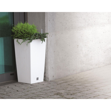 Горшок для цветов Prosperplast RATO квадратный высокий с вставкой 17х17х32см белый (77962-449) - 4