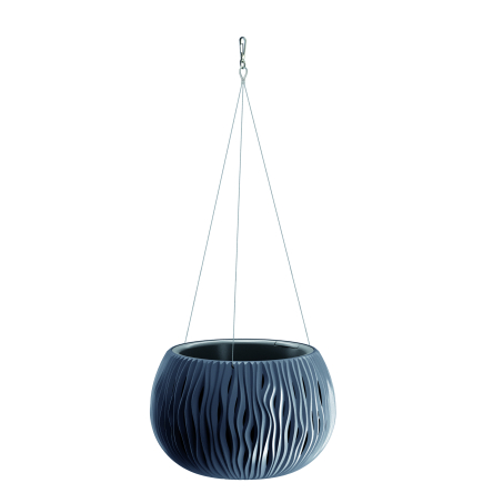 Горщик для квітів Prosperplast Sandy Bowl WS 37х37х23 круглий із вкладишем підвісний антрацит (23179-433) - 3 Горщик для квітів Prosperplast Sandy Bowl WS 37х37х23 круглий із вкладишем підвісний антрацит (23179-433) - 3