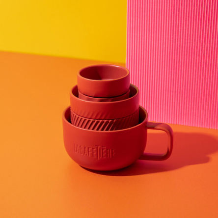 Набор чашек Kitchen Craft LA CAFETIERE Family Mug Red, фарфор, темно-красный, 3 пр. - 3