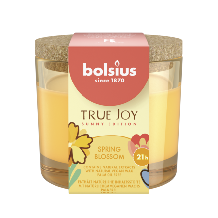 Свічка у склі ароматична Bolsius True Joy Daffodil 6.6х8.3см із пробкою, аромат Весняне цвітіння (BOL-996712) - 1
