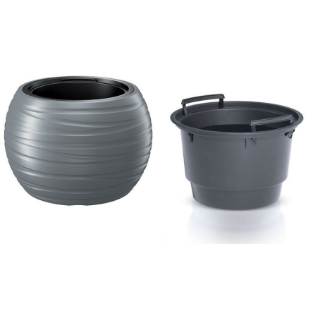 Горщик для квітів Prosperplast MAZE круглий із вкладишем 44х30см сірий (89038-405) - 1