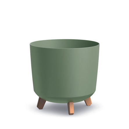 Горщик для квітів Prosperplast GRACIA TUBUS 29.8х29.8х28.5см круглий на ніжках зелений (64664-5615) - 1