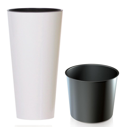 Горшок для цветов Prosperplast TUBUS SLIM 15х29см с вкладышем глянцевый белый (75946-449) - 1