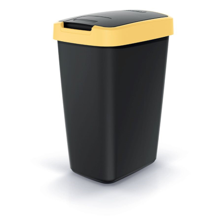Мусорка Prosperplast Compacta прямоугольная 12л черная с желтой крышкой (60789-1215) - 1