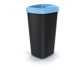 Смітник Prosperplast Compacta прямокутний 45л чорний з відкритою блакитною кришкою (60710-2717)