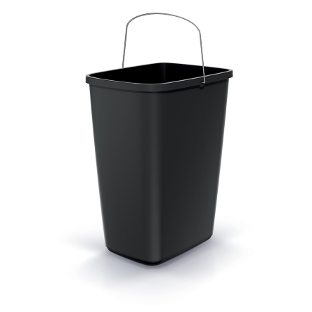 Мусорка Prosperplast Compacta Q basic прямоугольная 25л с металлической ручкой, черная (62486-411) - 2