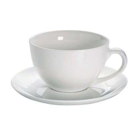 P1114A Чашка велика з блюдцем WHITE BASICS ROUND порцелянова, 450 мл - 1