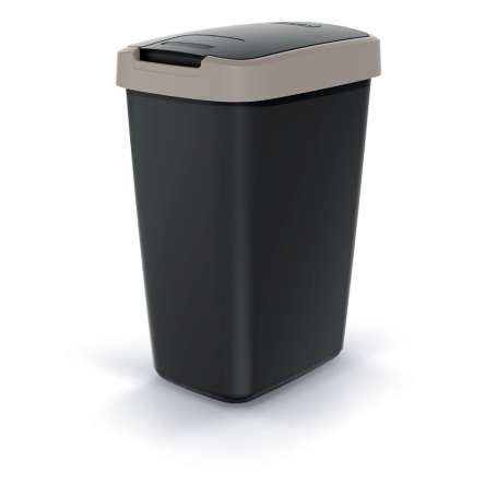 Мусорка Prosperplast Compacta прямоугольная 25л черная с крышкой мокко (60833-5) - 1