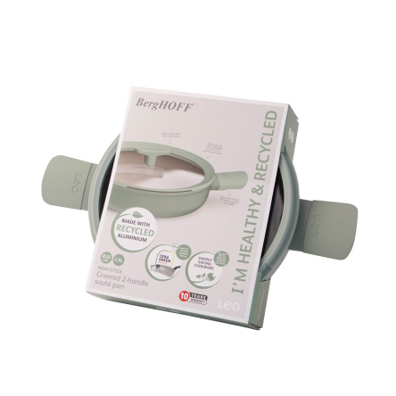 Сотейник с антипригарным покрытием BergHOFF LEO BALANCE SAGE с двумя ручками диаметр 26см, 2.9л (3950450) - 3 Сотейник с антипригарным покрытием BergHOFF LEO BALANCE SAGE с двумя ручками диаметр 26см, 2.9л (3950450) - 3